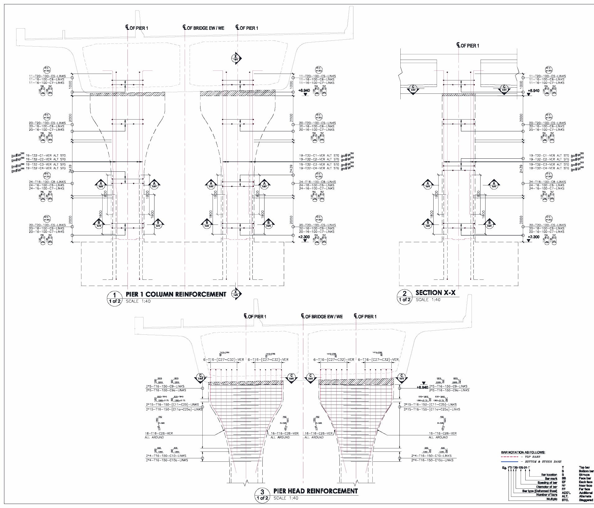 Bridge pier column and pier head reinforcement shop drawing